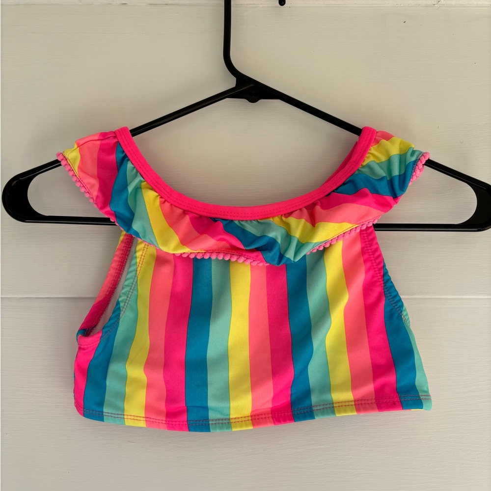 Penelope Mack Girls Size 10 Swimsuit Top Sleeveless Striped Ruffled Beach Summer